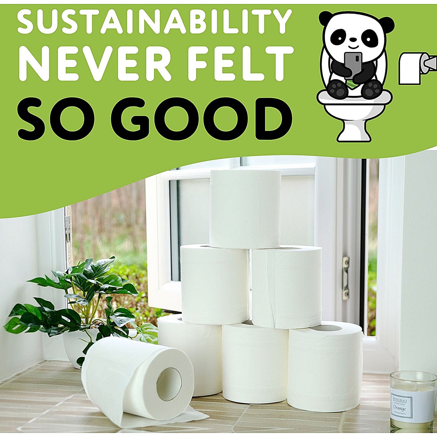 Cheeky Panda Toilet Tissue, 3-Ply, 200 Sheets Per Roll, Pack of 24