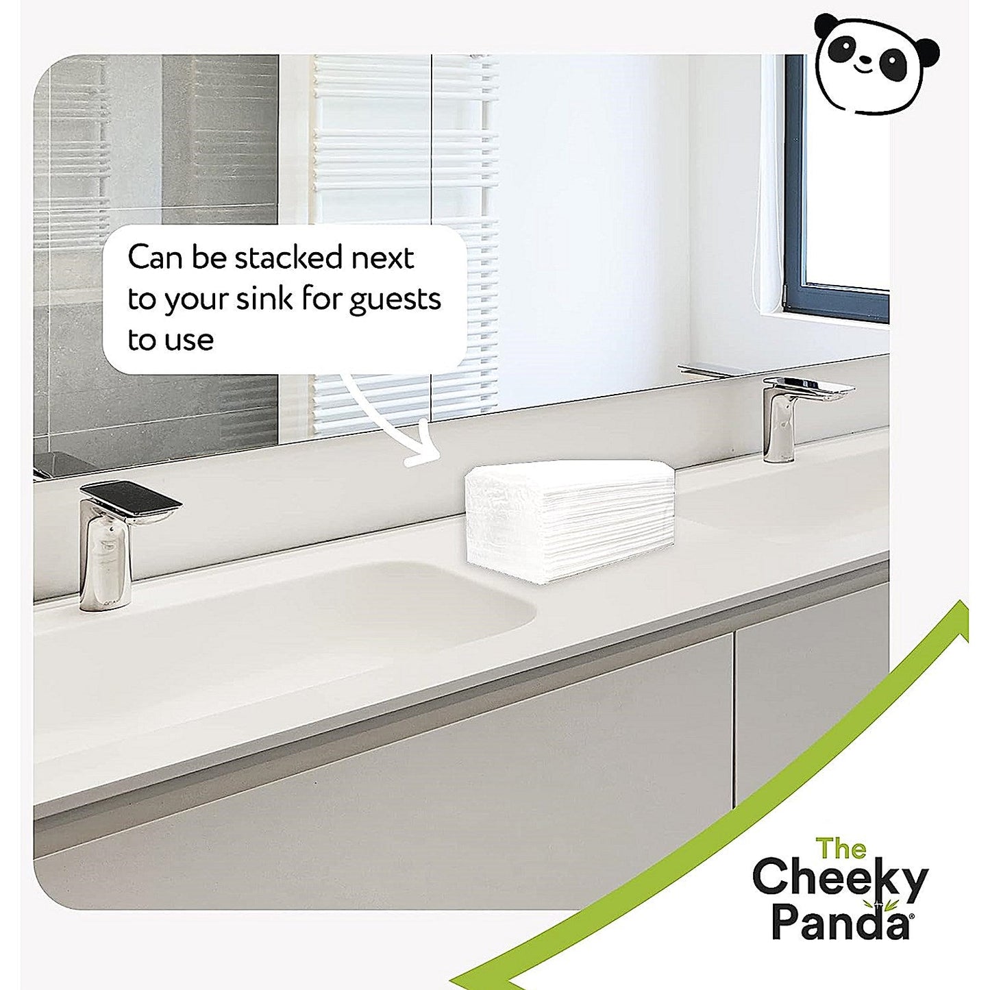 Cheeky Panda 2- Ply Z Fold Flushable Bamboo Hand Towels, Pack of 3000