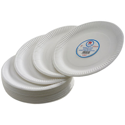Disposable Paper Plates, 177mm Diameter, Pack of 100