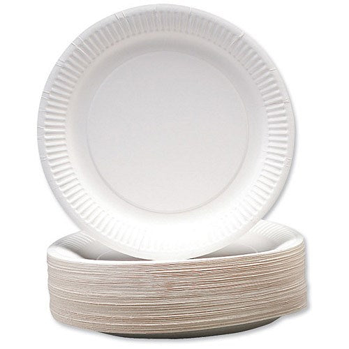 Disposable Paper Plates, 177mm Diameter, Pack of 100 Easy2Order : CPD75061
