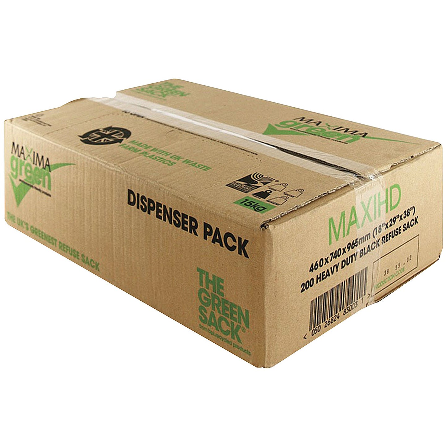 The Green Sack Heavy Duty Refuse Sacks, 80 Litre, Black, Pack of 200