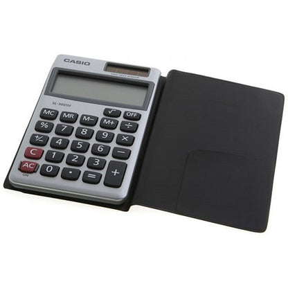Casio Pocket Calculator, 8 Digit, Solar and Battery Power, Grey