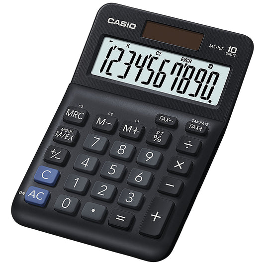 Casio MS-10F Desk Calculator, 10 Digit, Solar and Battery Power, Black