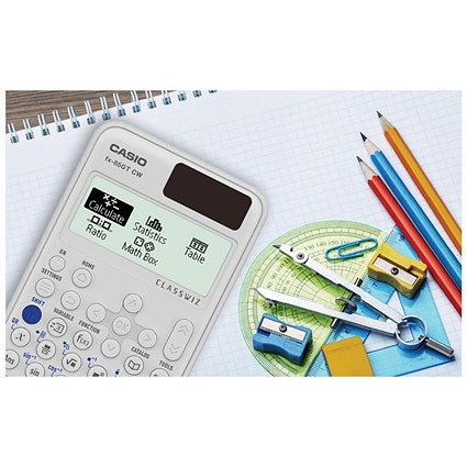 Casio FX-85GT CW ClassWiz Scientific Calculator, Solar and Battery Power, White
