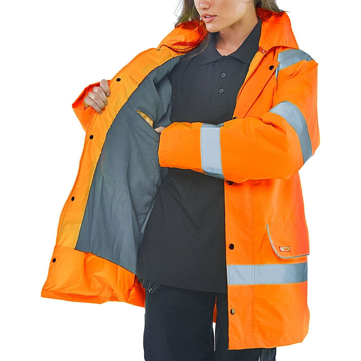 Beeswift High Visibility Fleece Lined Traffic Jacket, Orange, 5XL Easy2Order : CTJFLOR5XL