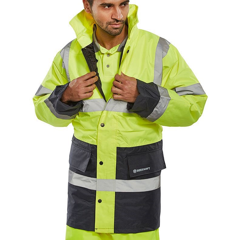 Beeswift Constructor Traffic Two Tone Fleece Line Jacket, Saturn Yellow & Navy Blue, Medium Easy2Order : CTJFLTTSYNM