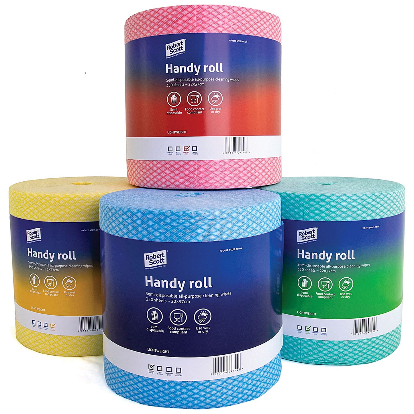 Robert Scott Handy Roll, 220x370mm, 350 Sheets, Green, Pack of 2