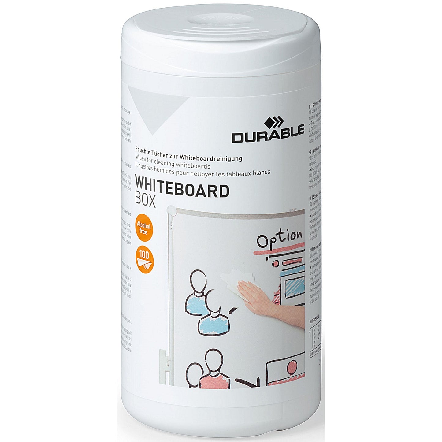 Durable Whiteboard Box Cleaning Wipes, Alcohol Free, Bio-degradable, Pack of 100