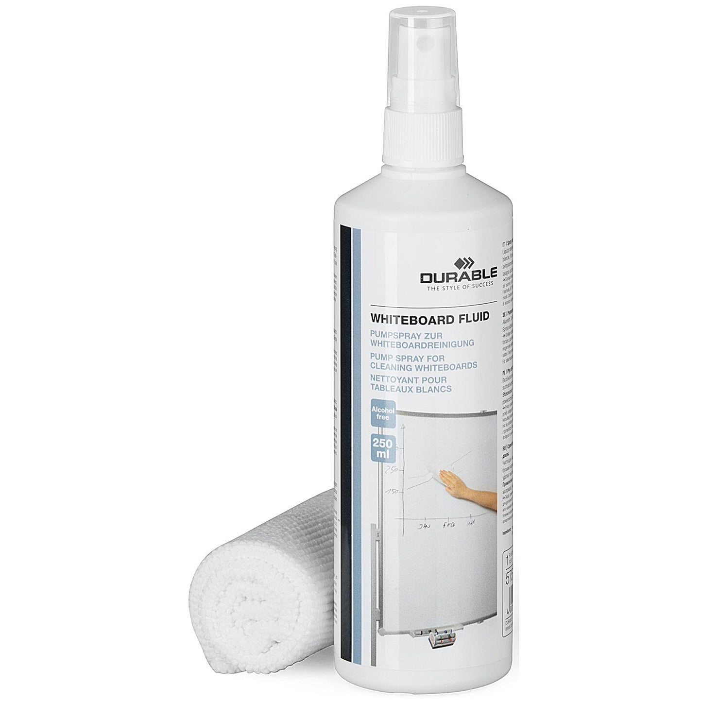 Durable Whiteboard Cleaning Kit, 250ml Pump Spray and Microfibre Cloth