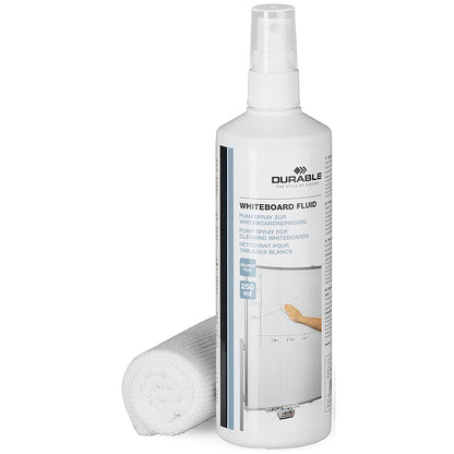Durable Whiteboard Cleaning Kit, 250ml Pump Spray and Microfibre Cloth