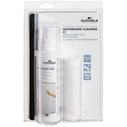 Durable Whiteboard Cleaning Kit, 250ml Pump Spray and Microfibre Cloth