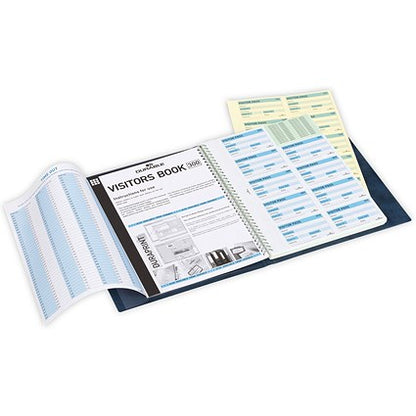 Durable Leather Look Visitors Book, 300 Badge Inserts