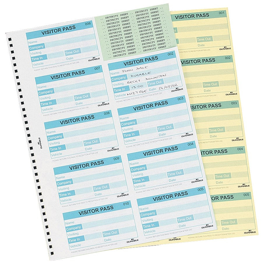 Durable Visitors Book Refill, 100 Badge Inserts