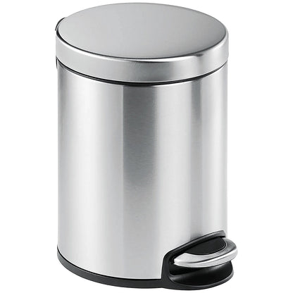 Durable Round Stainless Steel Pedal Bin, 5 Litre, Silver
