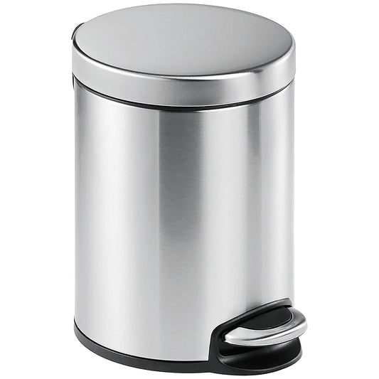 Durable Round Stainless Steel Pedal Bin, 5 Litre, Silver