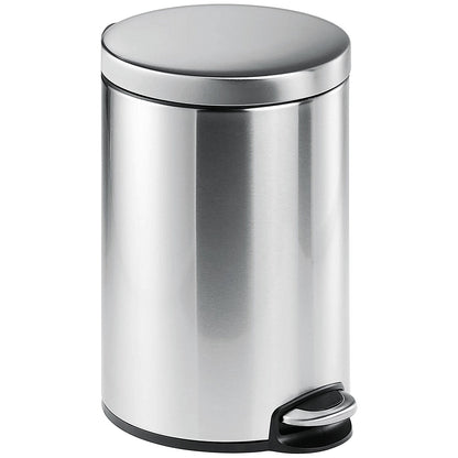 Durable Round Stainless Steel Pedal Bin, 12 Litre, Silver