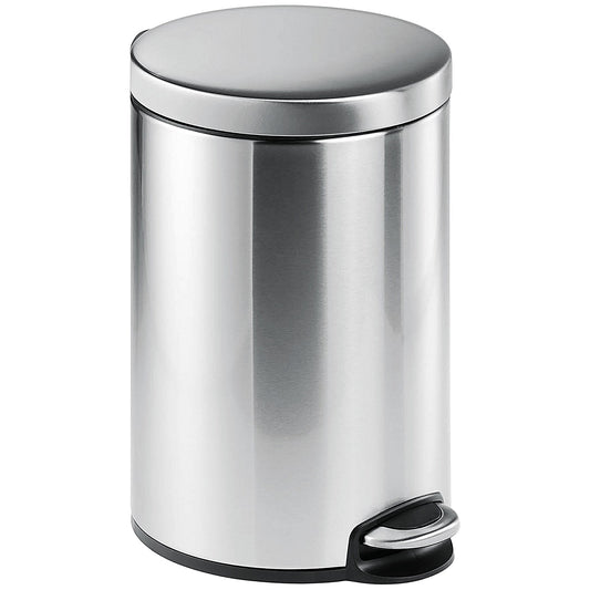 Durable Round Stainless Steel Pedal Bin, 12 Litre, Silver