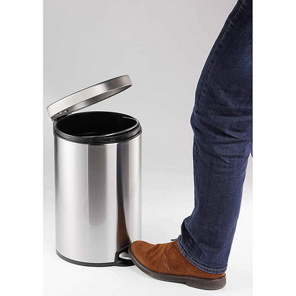 Durable Round Stainless Steel Pedal Bin, 12 Litre, Silver