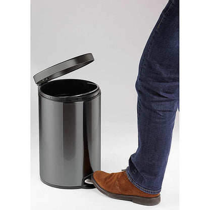 Durable Round Powder Coated Metal Pedal Bin, 5 Litre, Charcoal