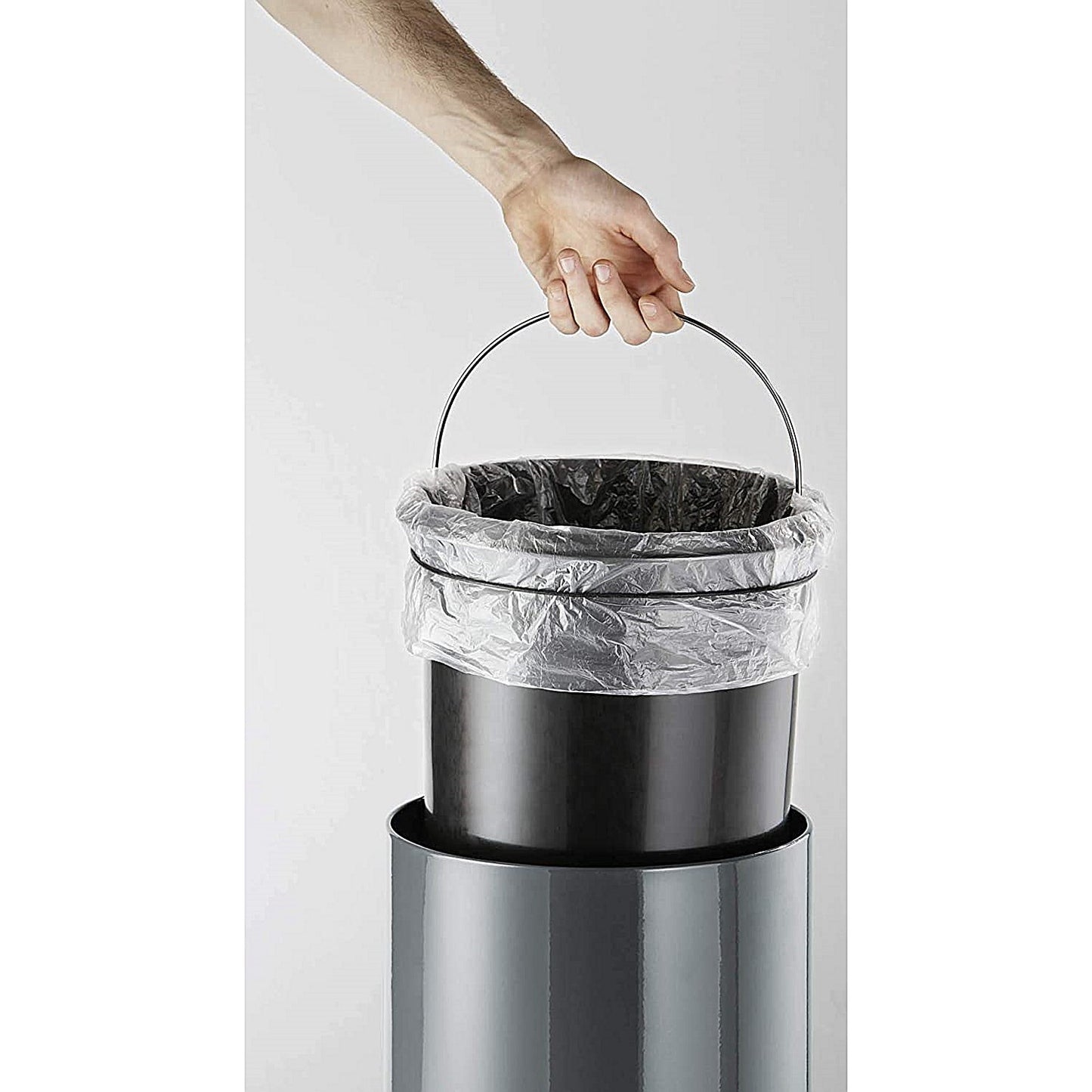Durable Round Powder Coated Metal Pedal Bin, 5 Litre, Charcoal