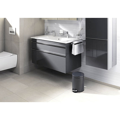 Durable Round Powder Coated Metal Pedal Bin, 5 Litre, Charcoal