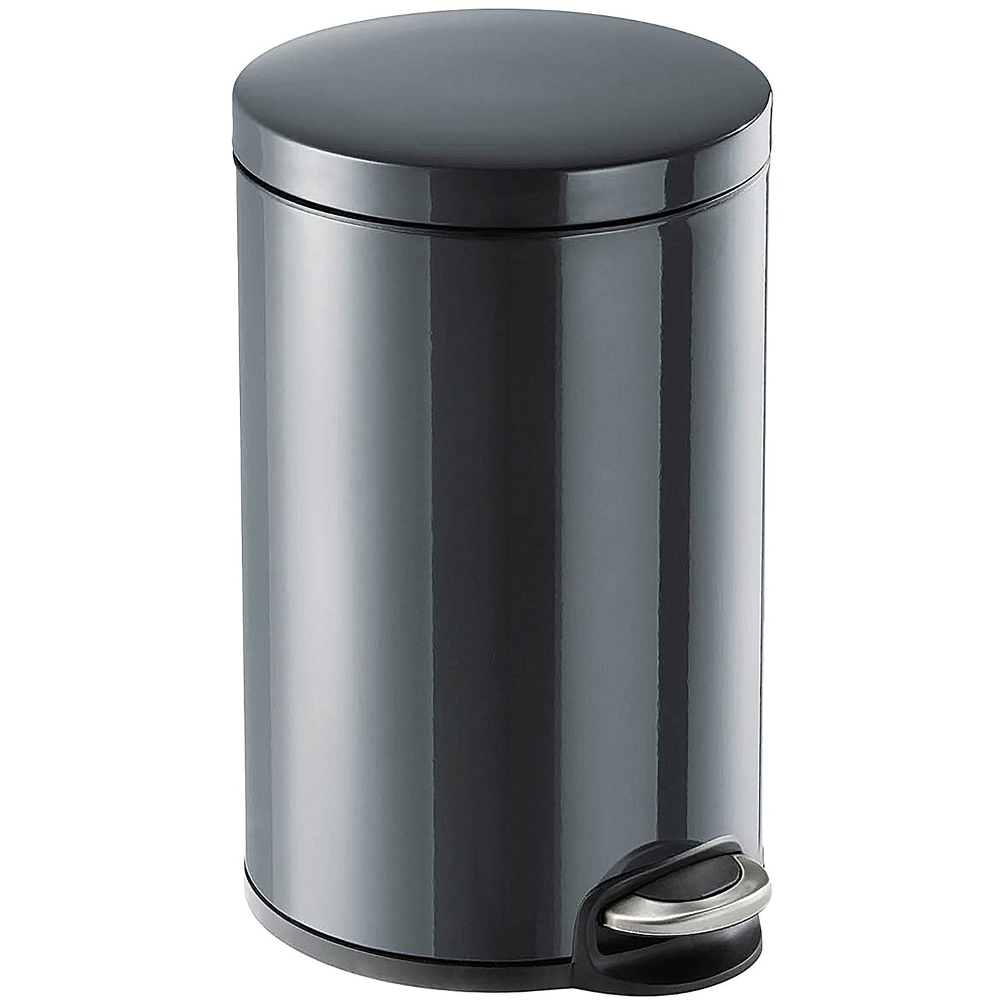 Durable Round Powder Coated Metal Pedal Bin, 12 Litre, Charcoal