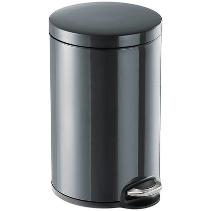 Durable Round Powder Coated Metal Pedal Bin, 12 Litre, Charcoal