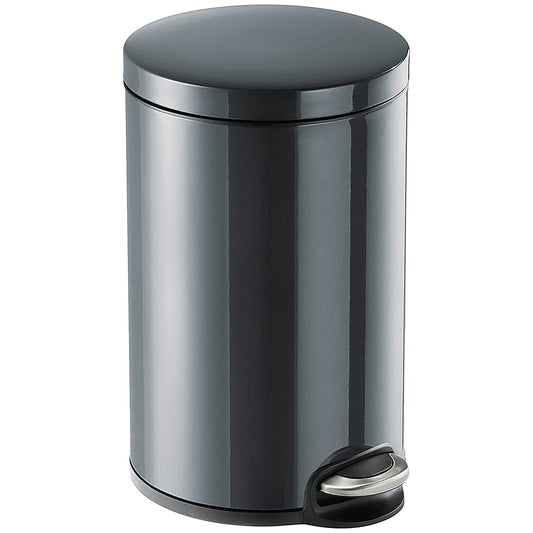 Durable Round Powder Coated Metal Pedal Bin, 12 Litre, Charcoal