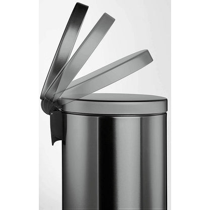 Durable Round Powder Coated Metal Pedal Bin, 12 Litre, Charcoal