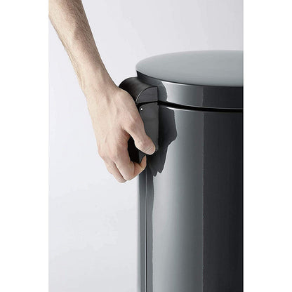 Durable Round Powder Coated Metal Pedal Bin, 12 Litre, Charcoal