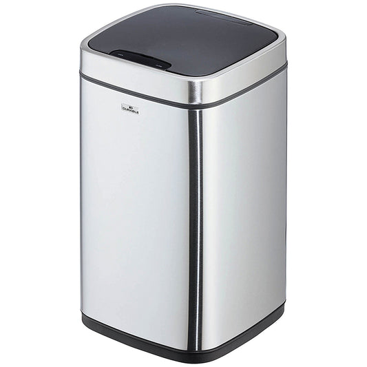 Durable Sensor No Touch Square Waste Bin, 12 Litre, Stainless Steel