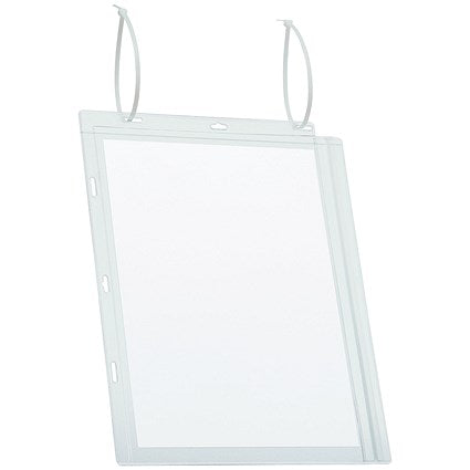 Durable Water-resistant Pocket, A4, Cable Ties, Clear, Pack of 5