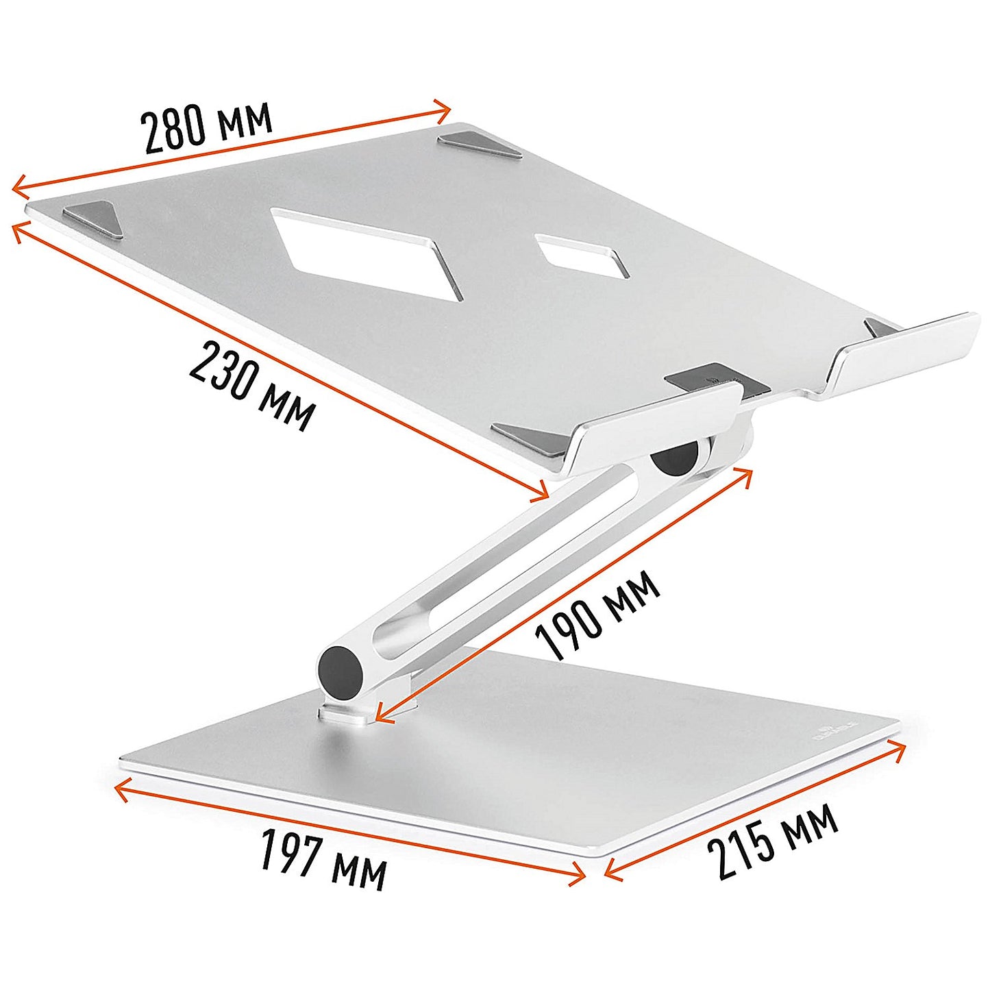 Durable Universal Laptop Stand, Adjustable Height and Tilt, Silver