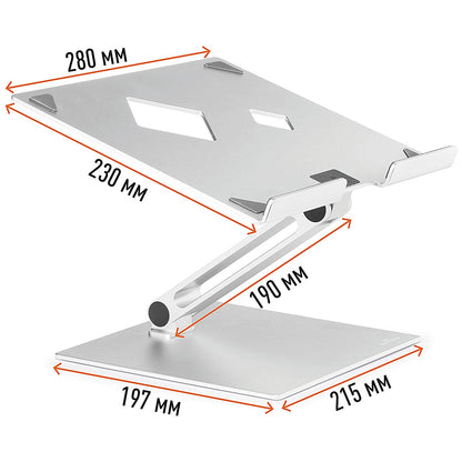 Durable Universal Laptop Stand, Adjustable Height and Tilt, Silver