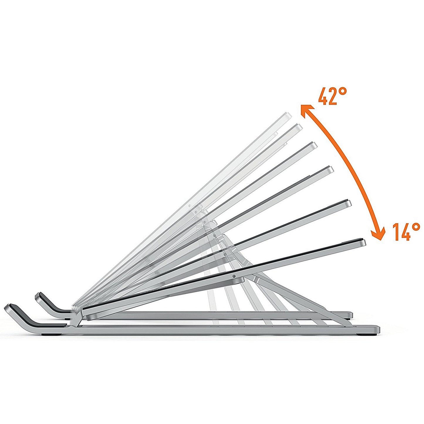 Durable Premium Aluminium Foldable Laptop Stand, Adjustable Tilt, Silver