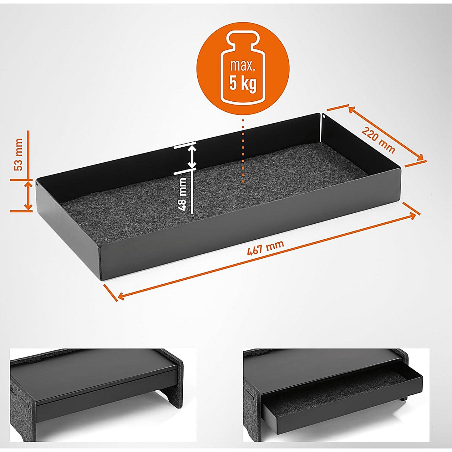 Durable Effect Drawer For Monitor Stand, Black
