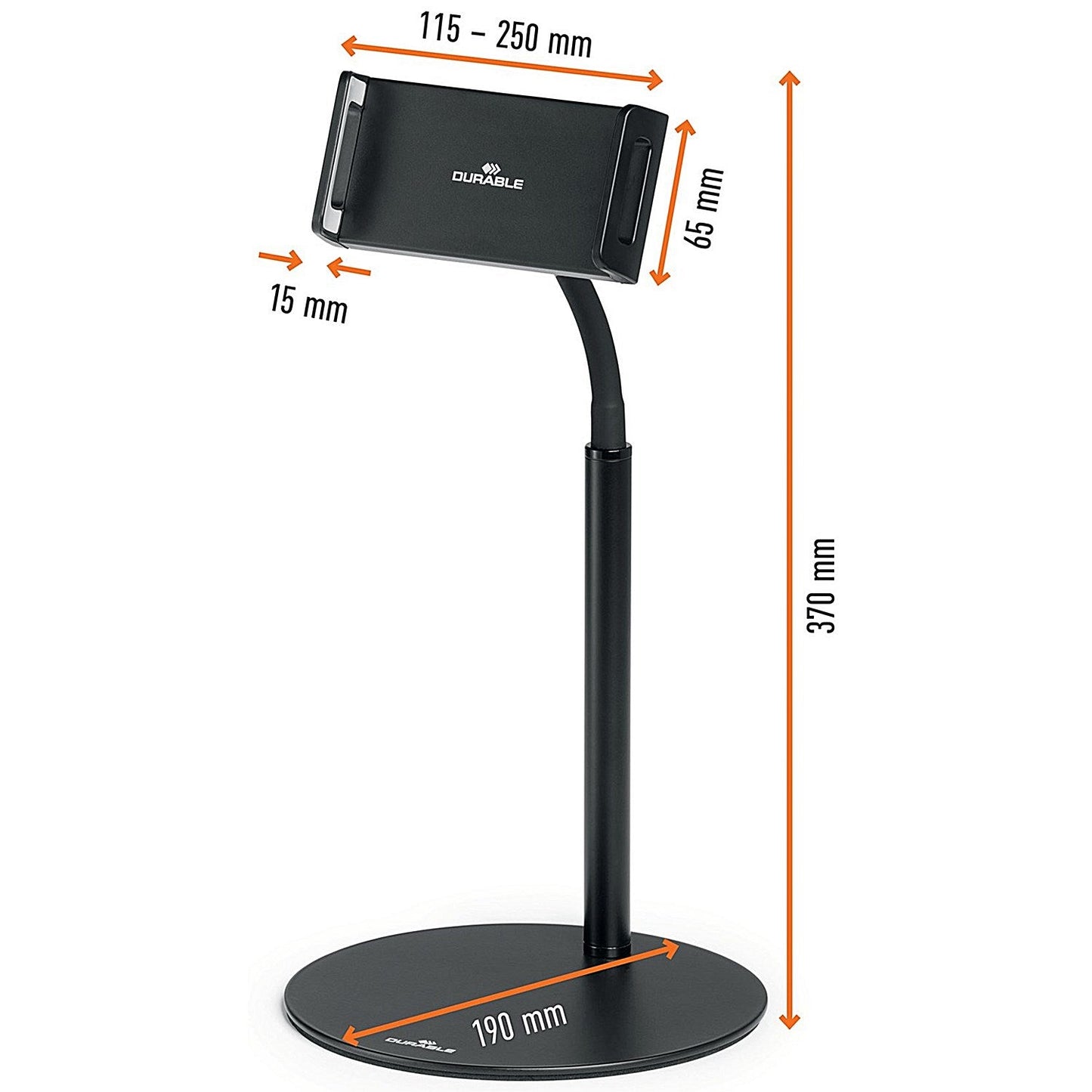 Durable Gooseneck Twist Table Top Tablet Holder, Black