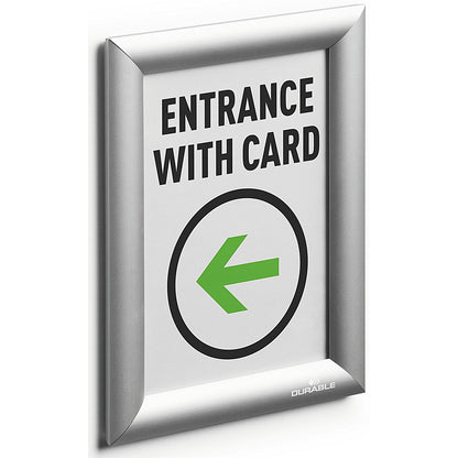 Durable Aluminium Snap Frame Notice Holder A5 Silver