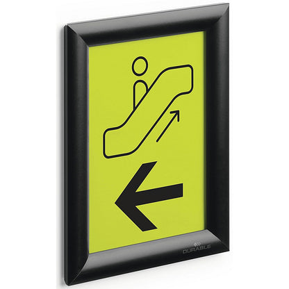 Durable Aluminium Snap Frame Notice Holder A5 Black