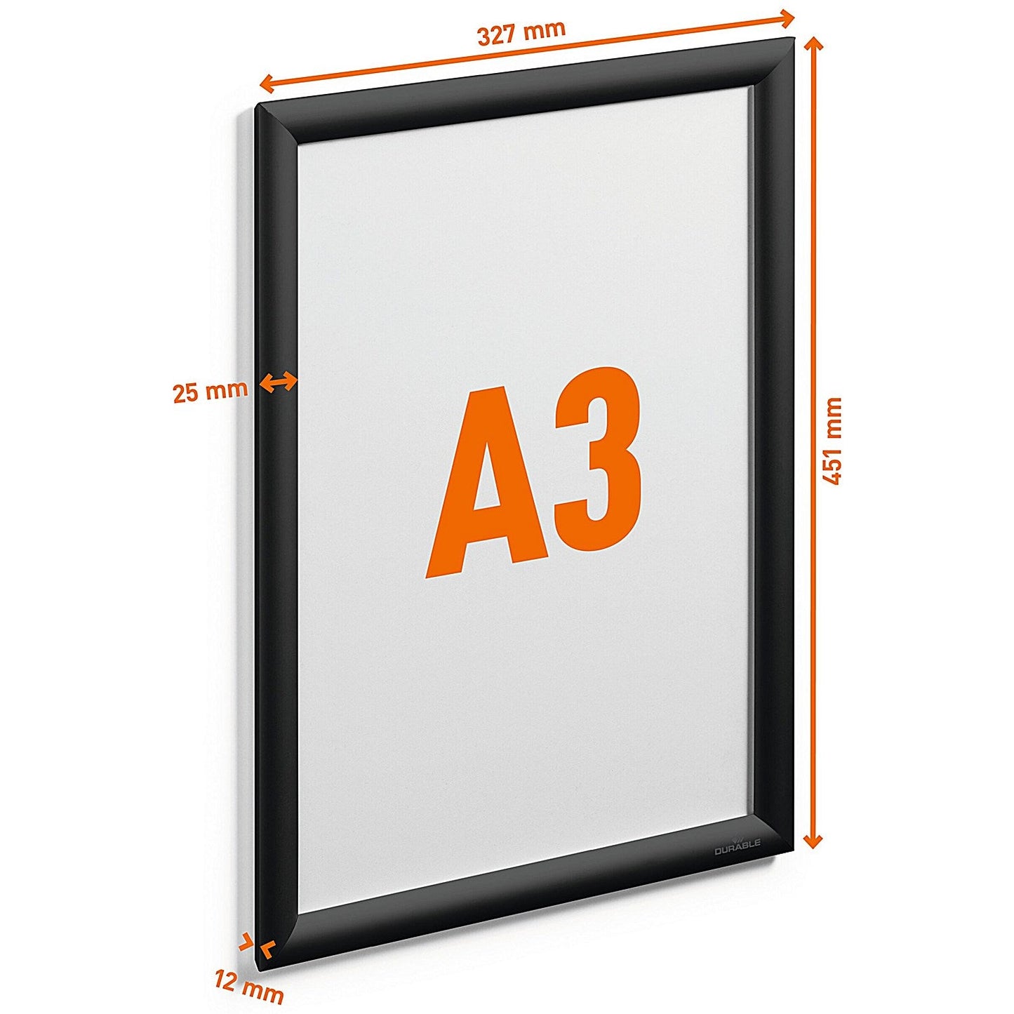 Durable Aluminium Snap Frame Notice Holder A3 Black
