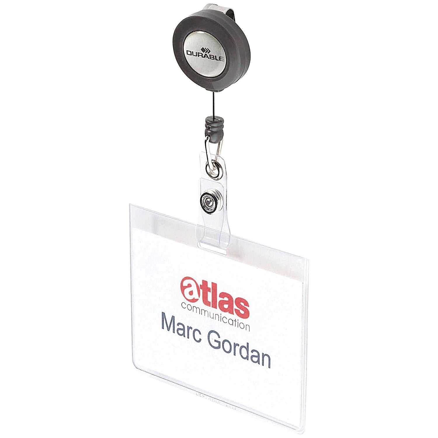 Durable Mono Security Pass Holder with Badge Reel, 60x90mm, Clear, Pack of 10