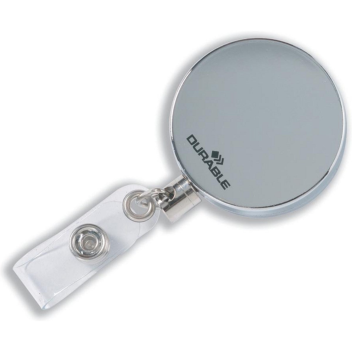 Durable Badge Reel with Clip & Retractable Cord, Chrome, Pack of 10