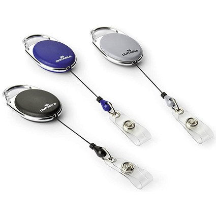 Durable Badge Reel, Blue, Pack of 10