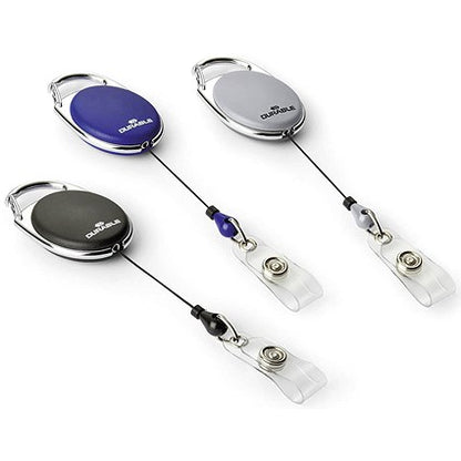 Durable Badge Reel, Blue, Pack of 10