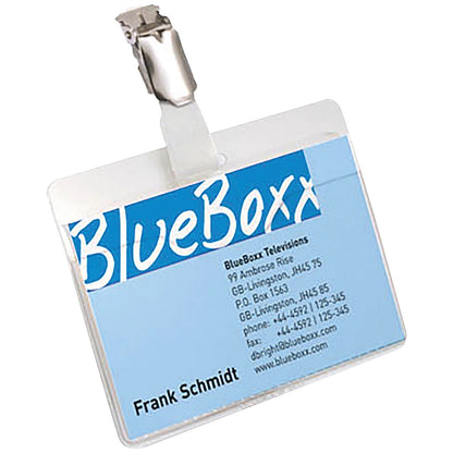 Durable Visitors Name Badges, Rotating Clip, Landscape, 90x60mm, Pack of 25