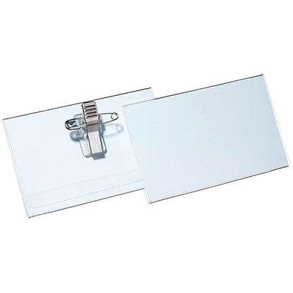 Durable Name Badge with Combi Clip, 54x90mm, Clear, Pack of 50