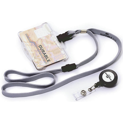 Durable Textile Name Badge Lanyard with Safety Release, 440mm, Grey, Pack of 10