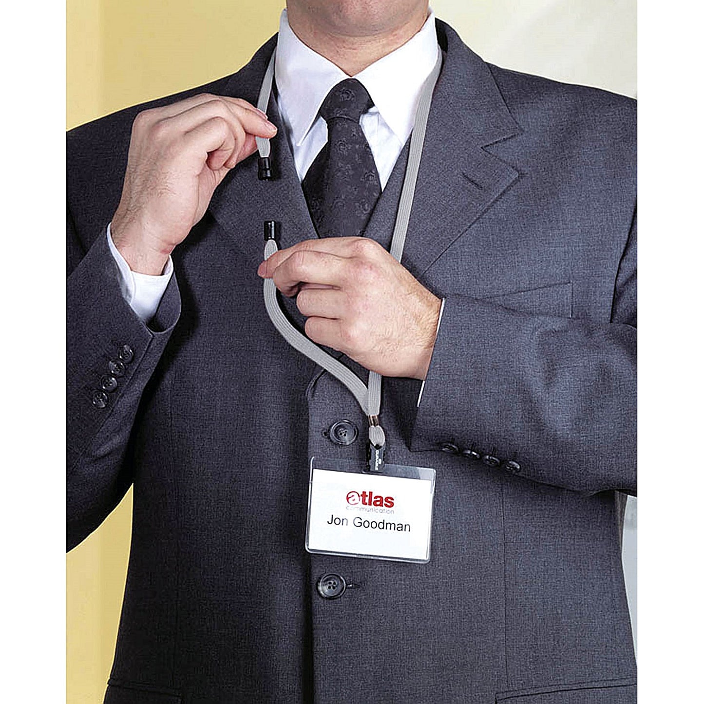 Durable Textile Name Badge Lanyard with Safety Release, 440mm, Grey, Pack of 10