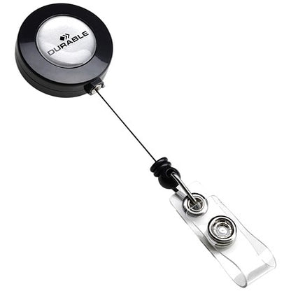 Durable Badge Reel, 850mm, Charcoal, Pack of 10