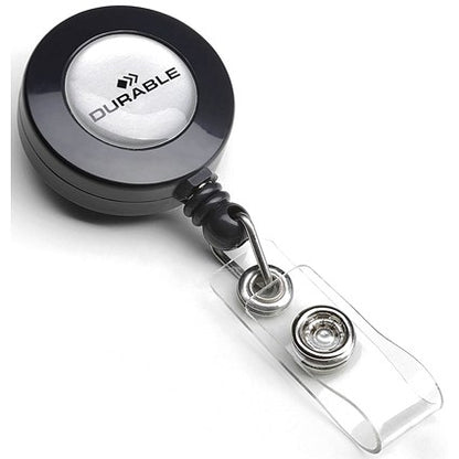Durable Badge Reel, 850mm, Charcoal, Pack of 10